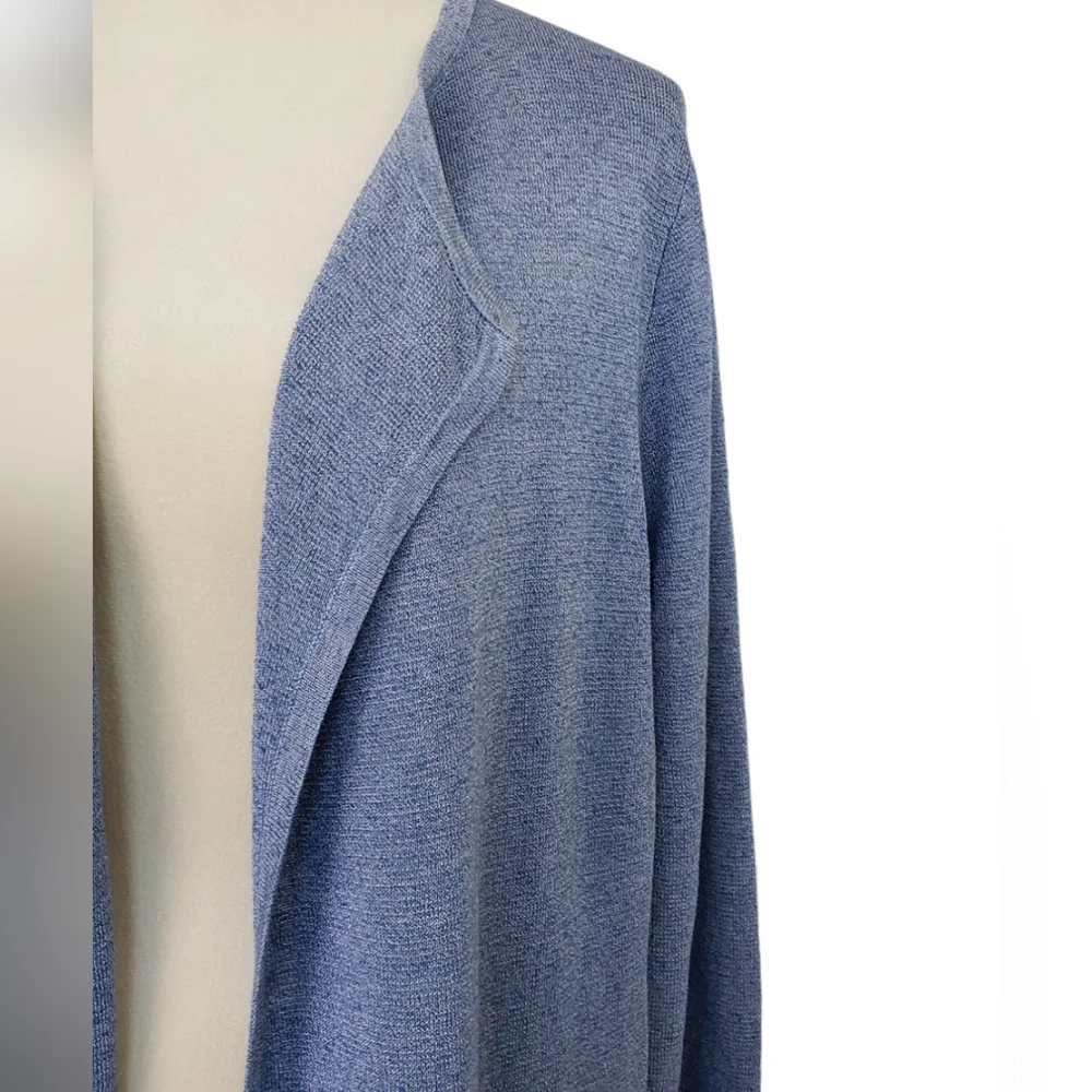 Juliette Collarless Linen Blend Sweater-Blazer Sz M Periwinkle Coastal Preppy - Picture 6 of 11